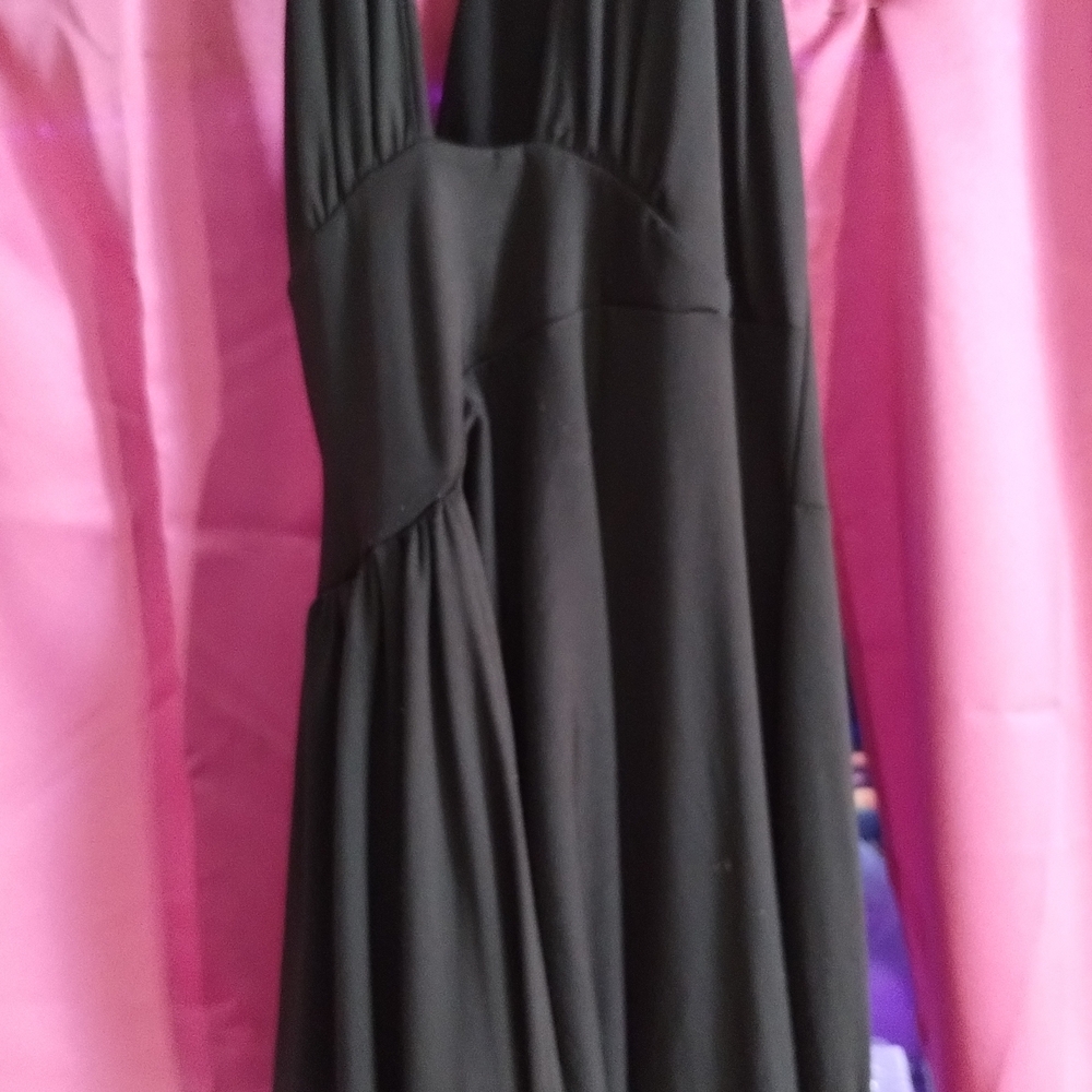 Elegant Black Women's Dress P2P 15 Waist 13 Length 63 Slip 32 Ex Piece 46 In